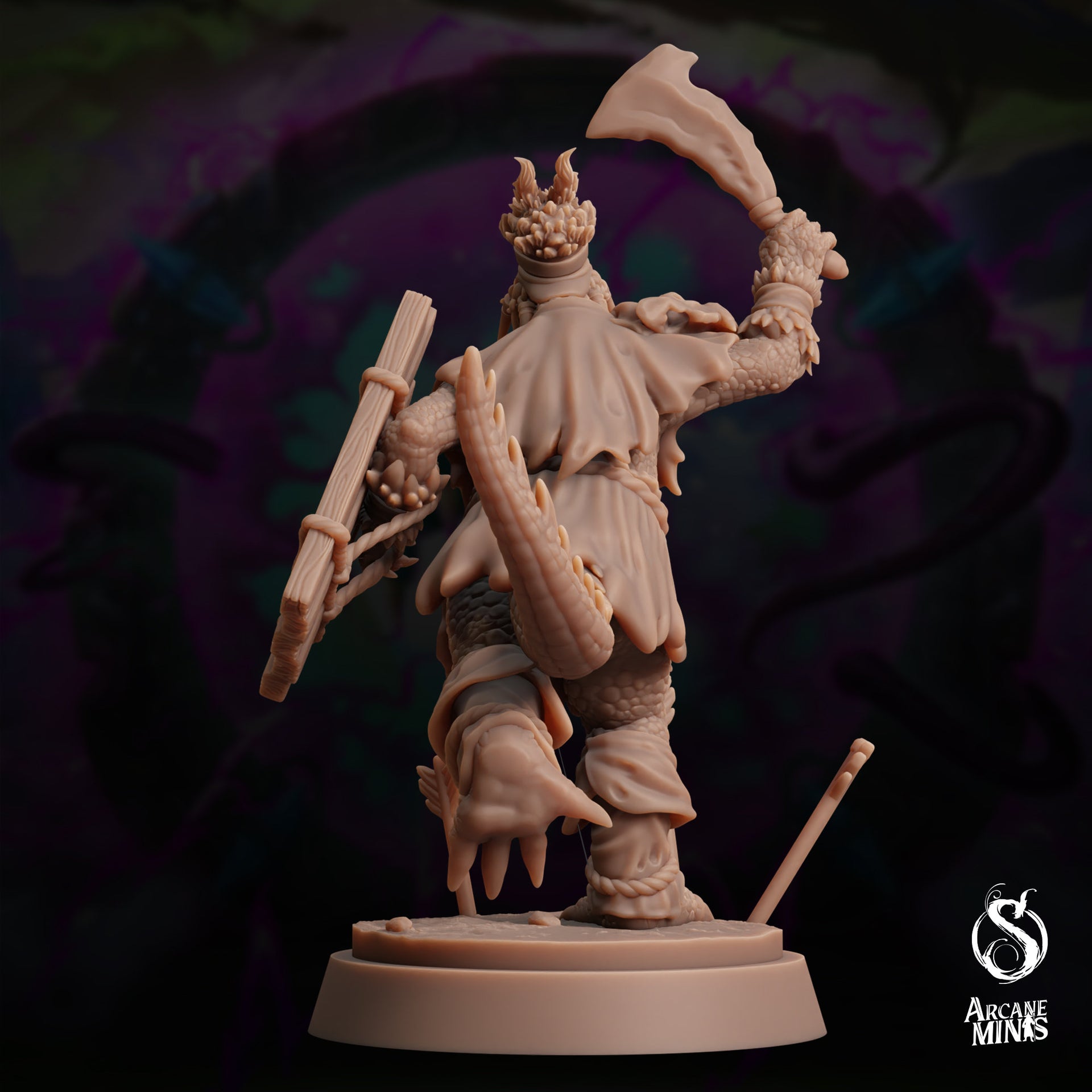 Maka Elite, Gatorfolk Warrior - Arcane Minis | 32mm | The Skybreaker Chronicles | Alligator | Crocodile | Lizardman