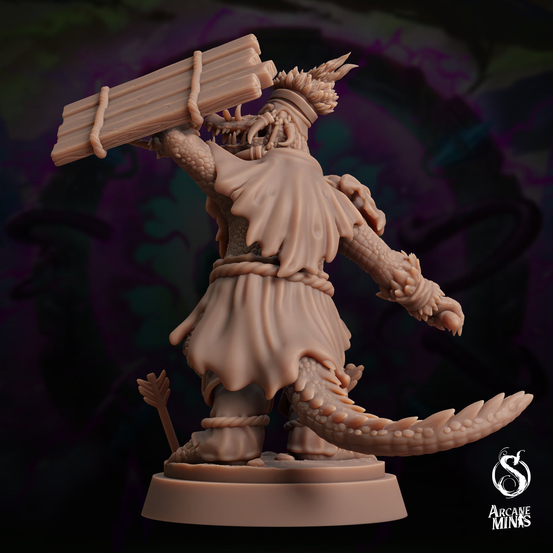 Maka Elite, Gatorfolk Warrior - Arcane Minis | 32mm | The Skybreaker Chronicles | Alligator | Crocodile | Lizardman