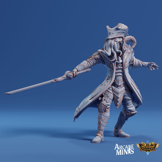 Cuthari Captain - Arcane Minis | 32mm | Pirate | Commander | Tentacles