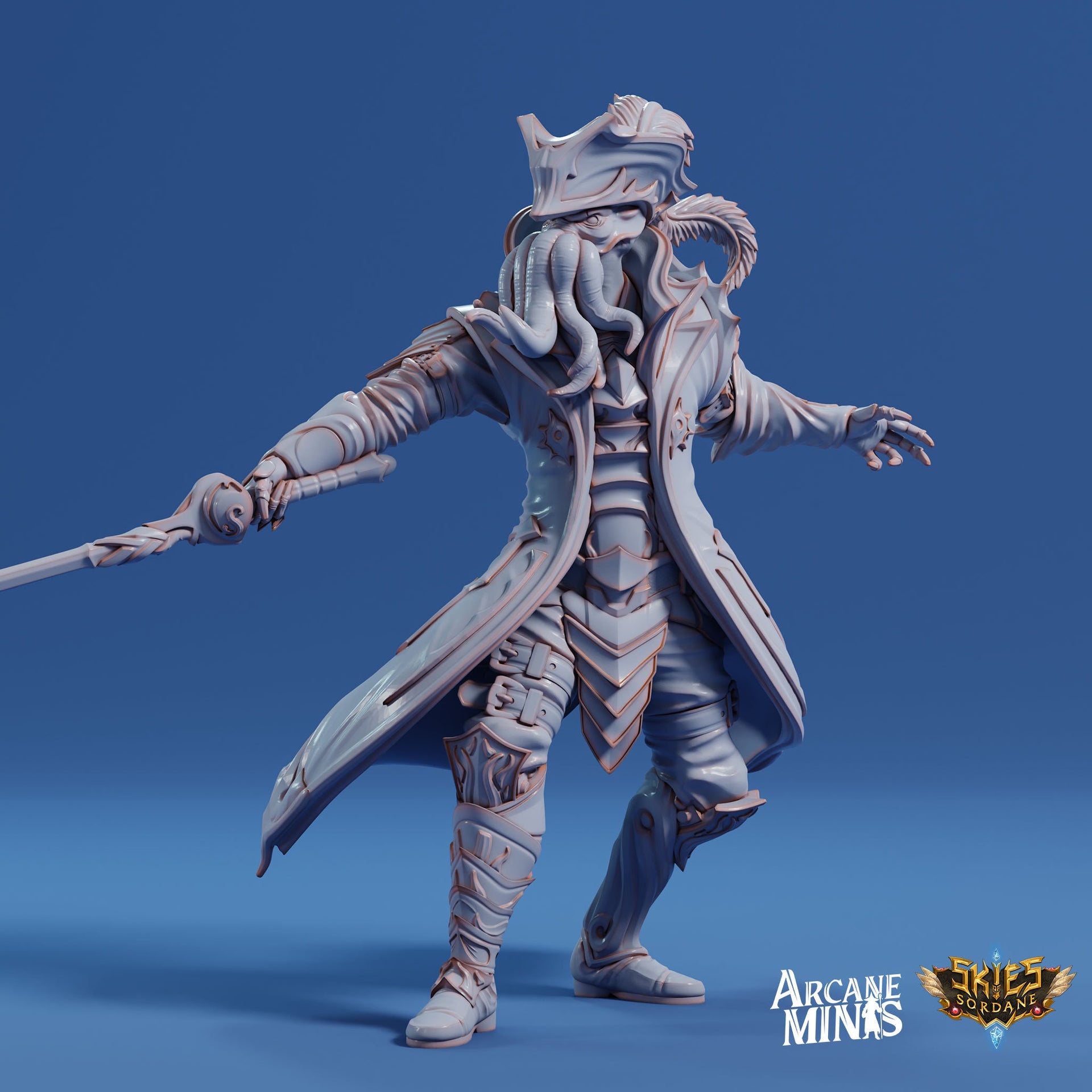 Cuthari Captain - Arcane Minis | 32mm | Pirate | Commander | Tentacles