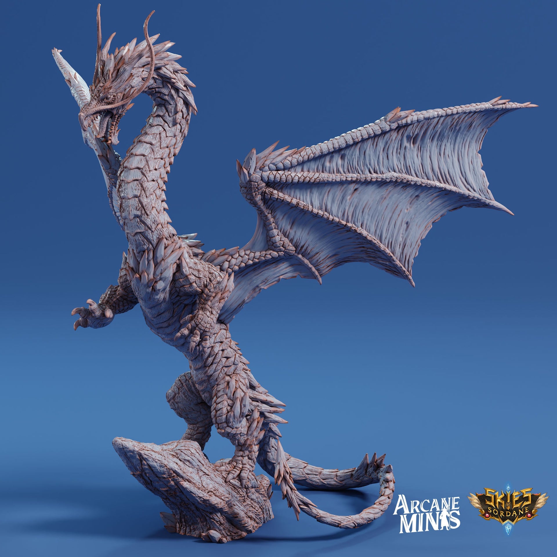 Arriax Dragon - Arcane Minis | 32mm | Dragon Folk | Metallic | Drake Wyrm