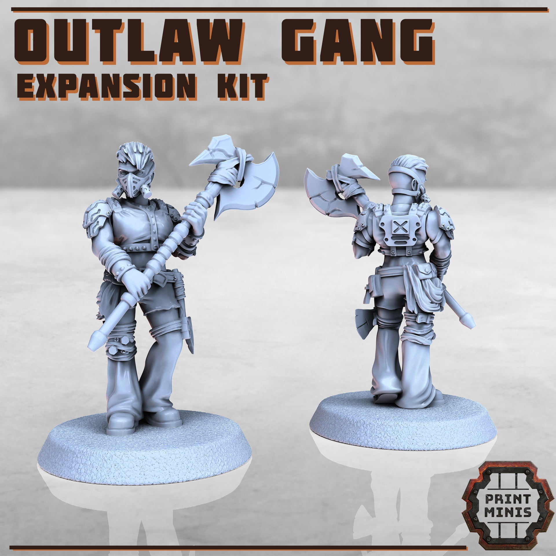 Outlaw Gang Expansion, Modular Biker Gang - Print Minis | Sci Fi | Light Infantry | 28mm Heroic | Apocalypse | Bandits | Wasteland
