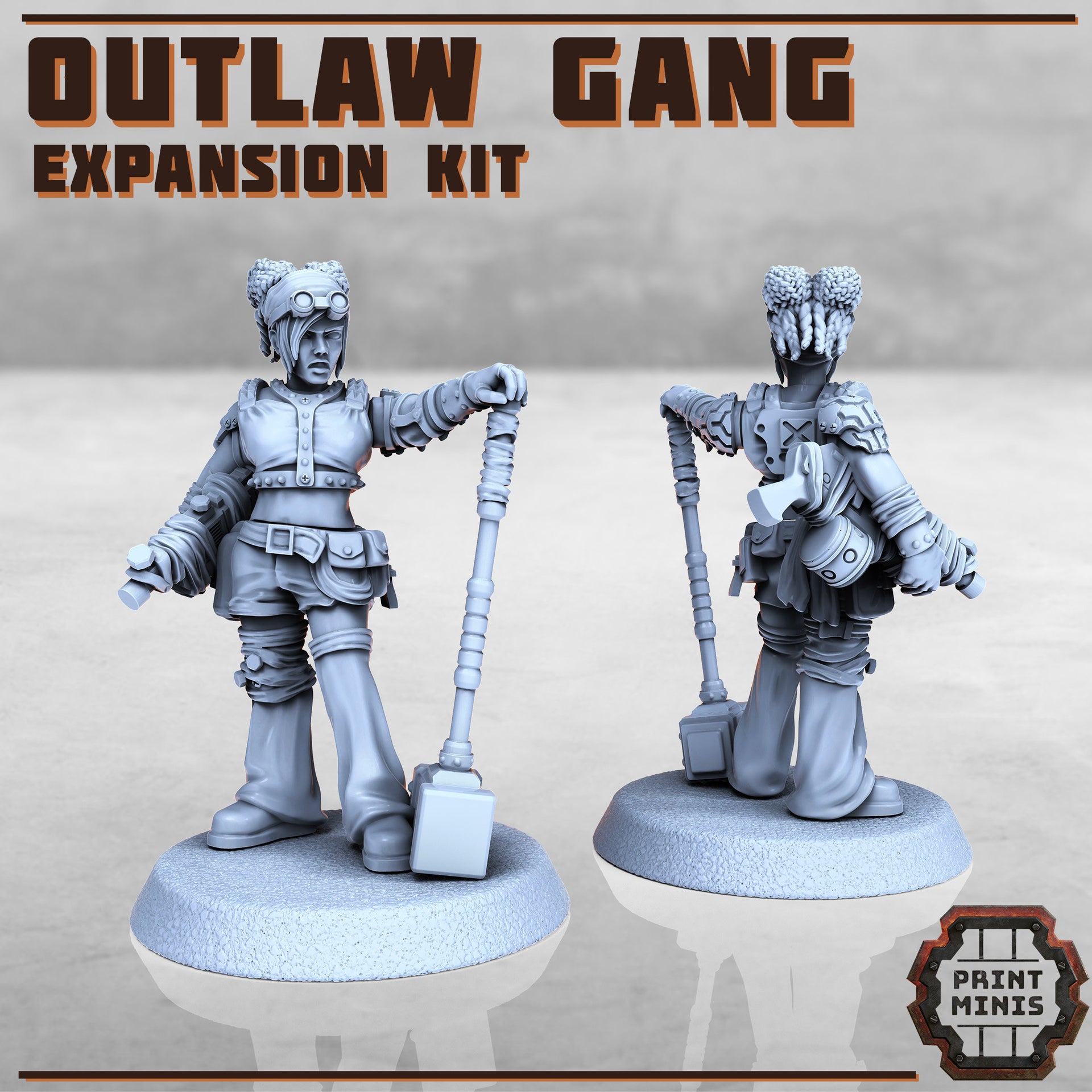 Outlaw Gang Expansion, Modular Biker Gang - Print Minis | Sci Fi | Light Infantry | 28mm Heroic | Apocalypse | Bandits | Wasteland