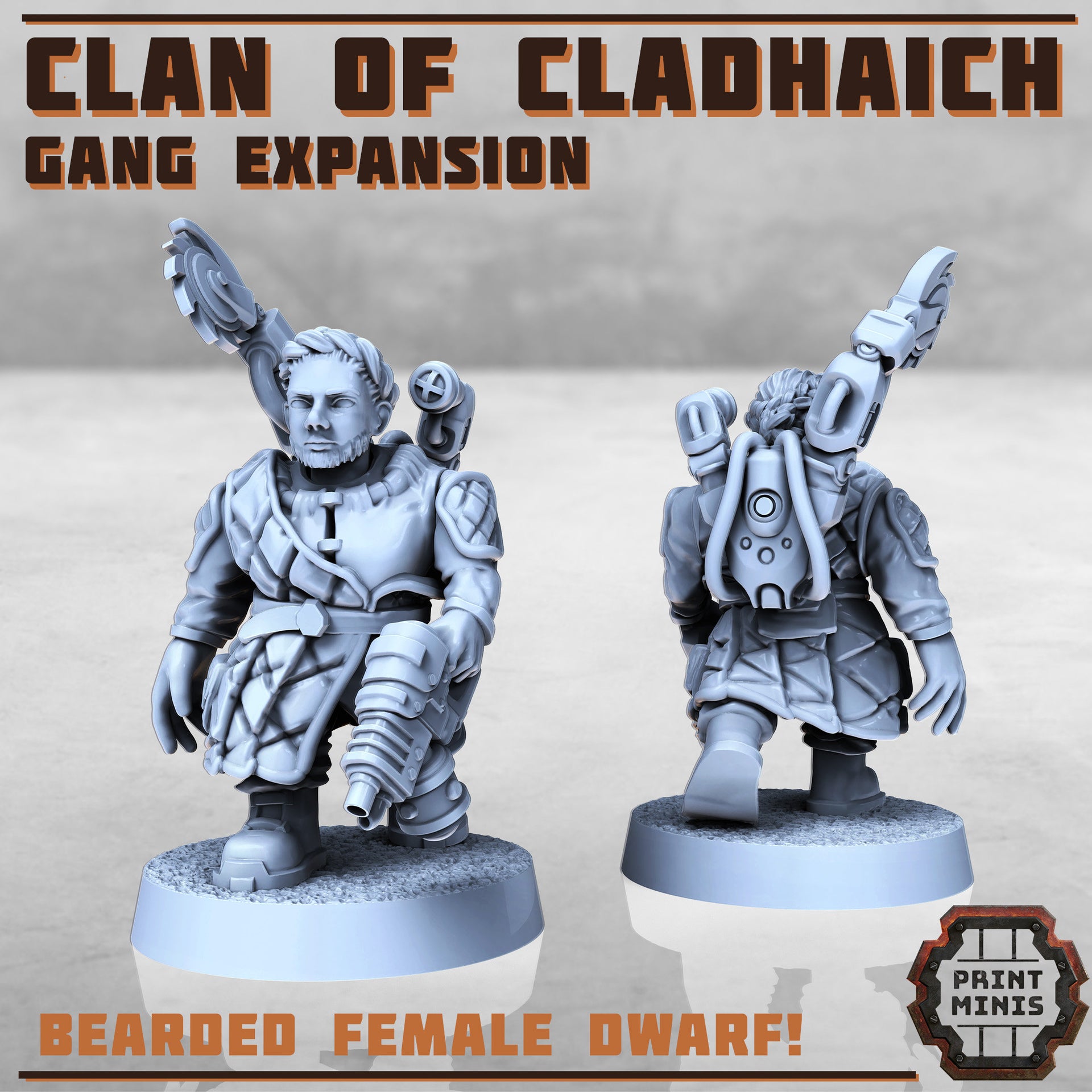 Space Dwarve Gang Expansion, Clan of Cladhaich - Print Minis | Sci Fi | Light Infantry | 28mm Heroic | Apocalypse | Miners | Heavy Weapons