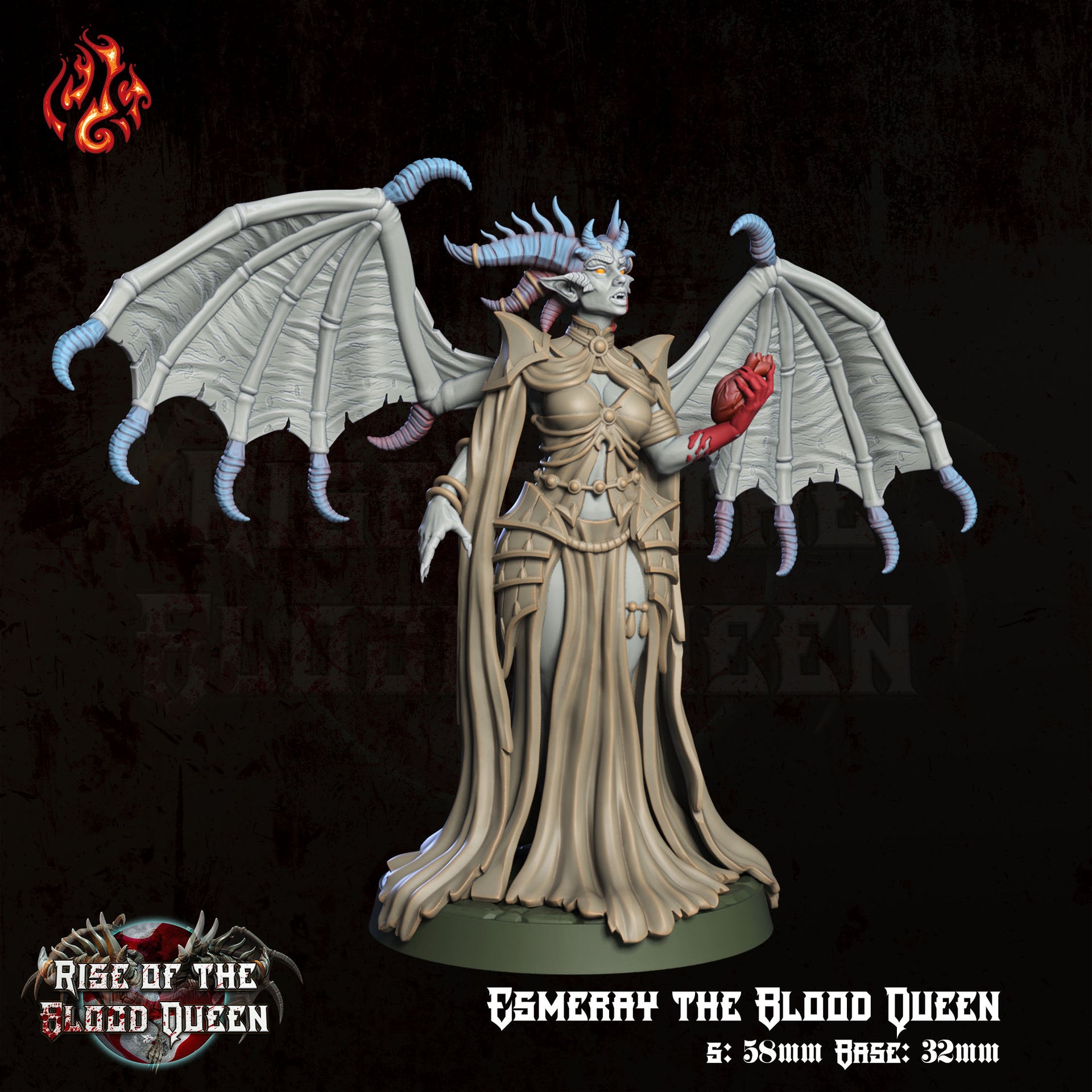 Esmeray the Blood Queen - Crippled God Foundry | 32mm | Rise of The Blood Queen | Lilith | Demon | Devil Vampire Noble