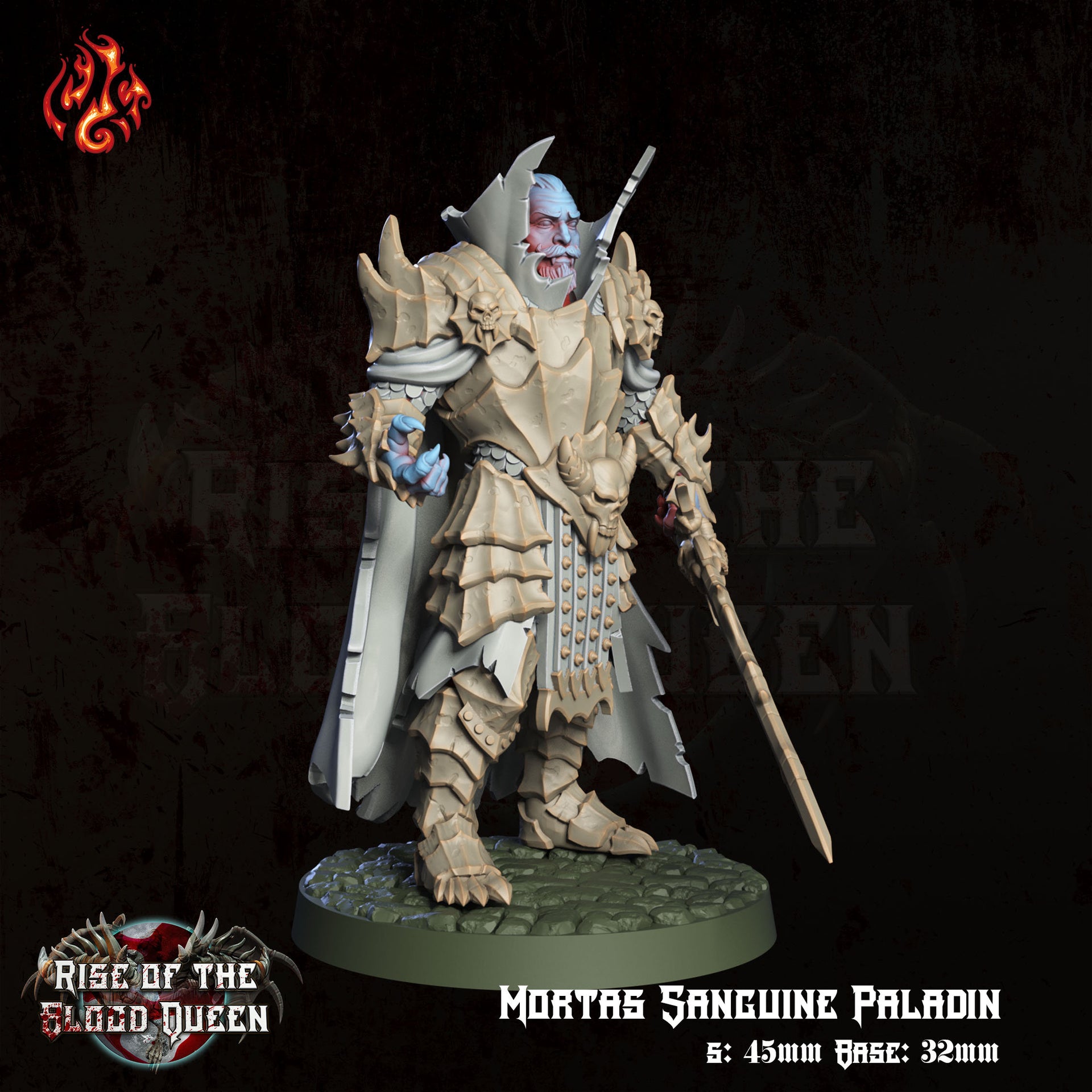 Mortas, Sanguine Paladin - Crippled God Foundry | 32mm | Rise of The Blood Queen | Blood Knight | Vampire Lord | Armor