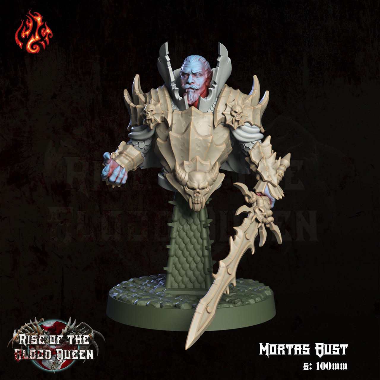 Mortas, Sanguine Paladin Bust - Crippled God Foundry | 32mm | Rise of The Blood Queen | Blood Knight | Vampire Lord | Armor
