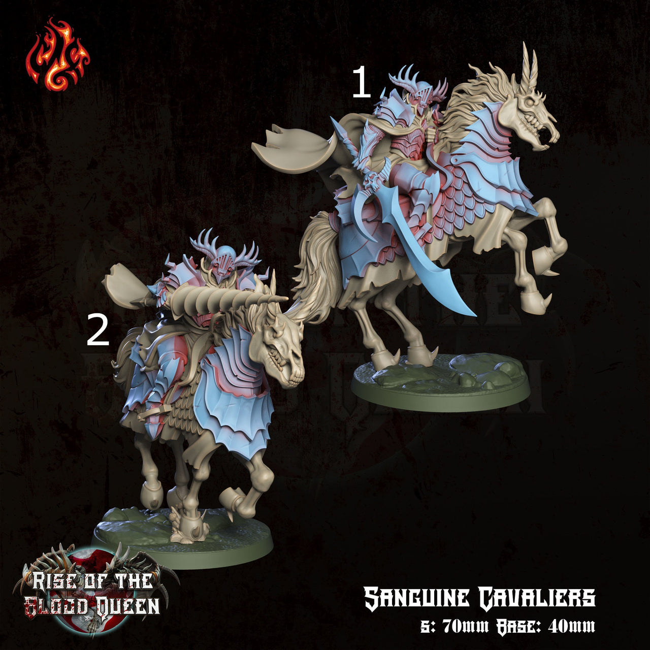 Sanguine Cavaliers, Vampire Blood Knights - Crippled God Foundry | 32mm | Rise of The Blood Queen | Cavalry