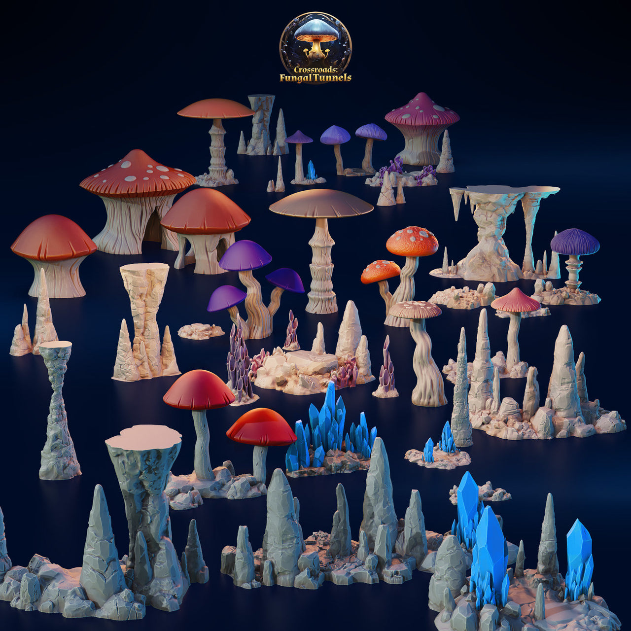Giant Modular Mushrooms - Fungal Tunnels by 3DHexes