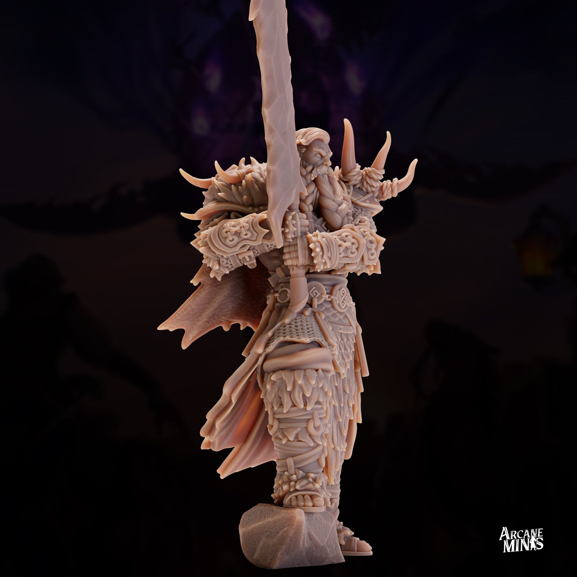 Human Frost Barbarian, Male- Arcane Minis | 32mm | Raiders of Ruin | Axe | Fighter | Skyboard | Airship
