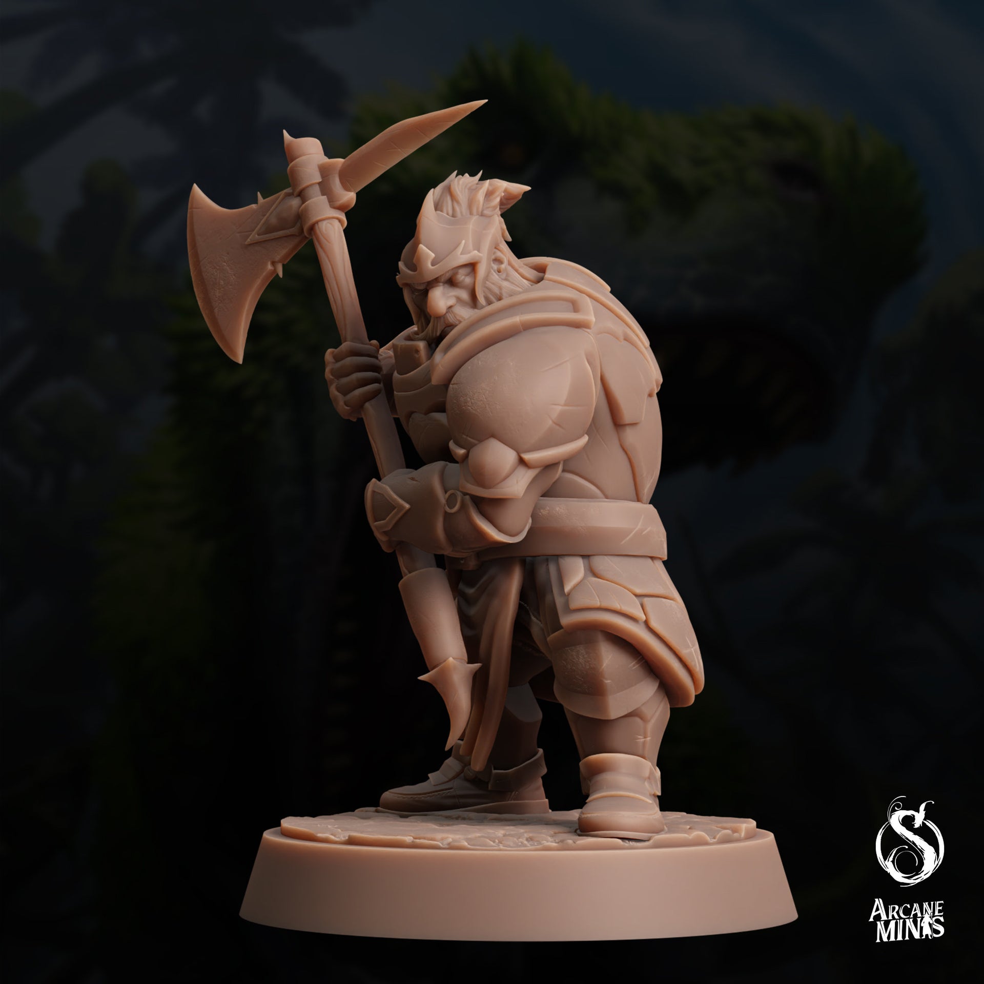 Dwarf Warden - Arcane Minis | 32mm | Dino Domination | Fighter | Knight | Guard