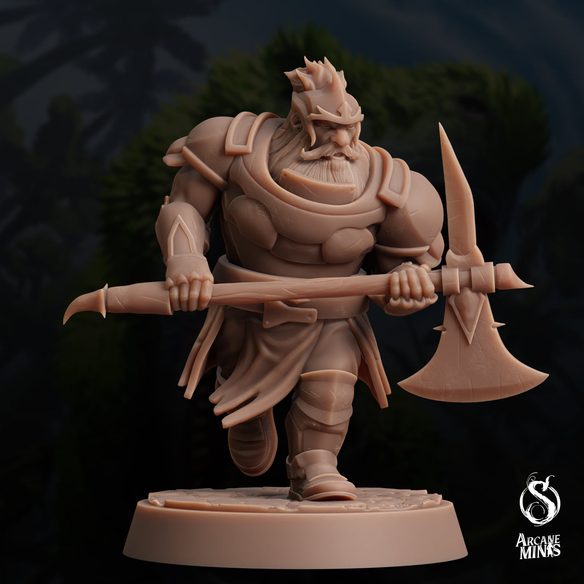 Dwarf Warden - Arcane Minis | 32mm | Dino Domination | Fighter | Knight | Guard