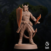 Tiefling Town Guard - Arcane Minis | 32mm | Dino Domination | Fighter | Knight | Soldier | Demonkin