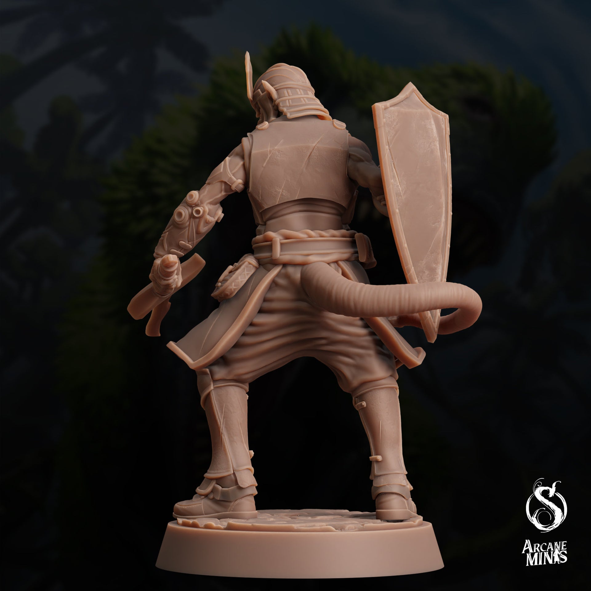 Tiefling Town Guard - Arcane Minis | 32mm | Dino Domination | Fighter | Knight | Soldier | Demonkin