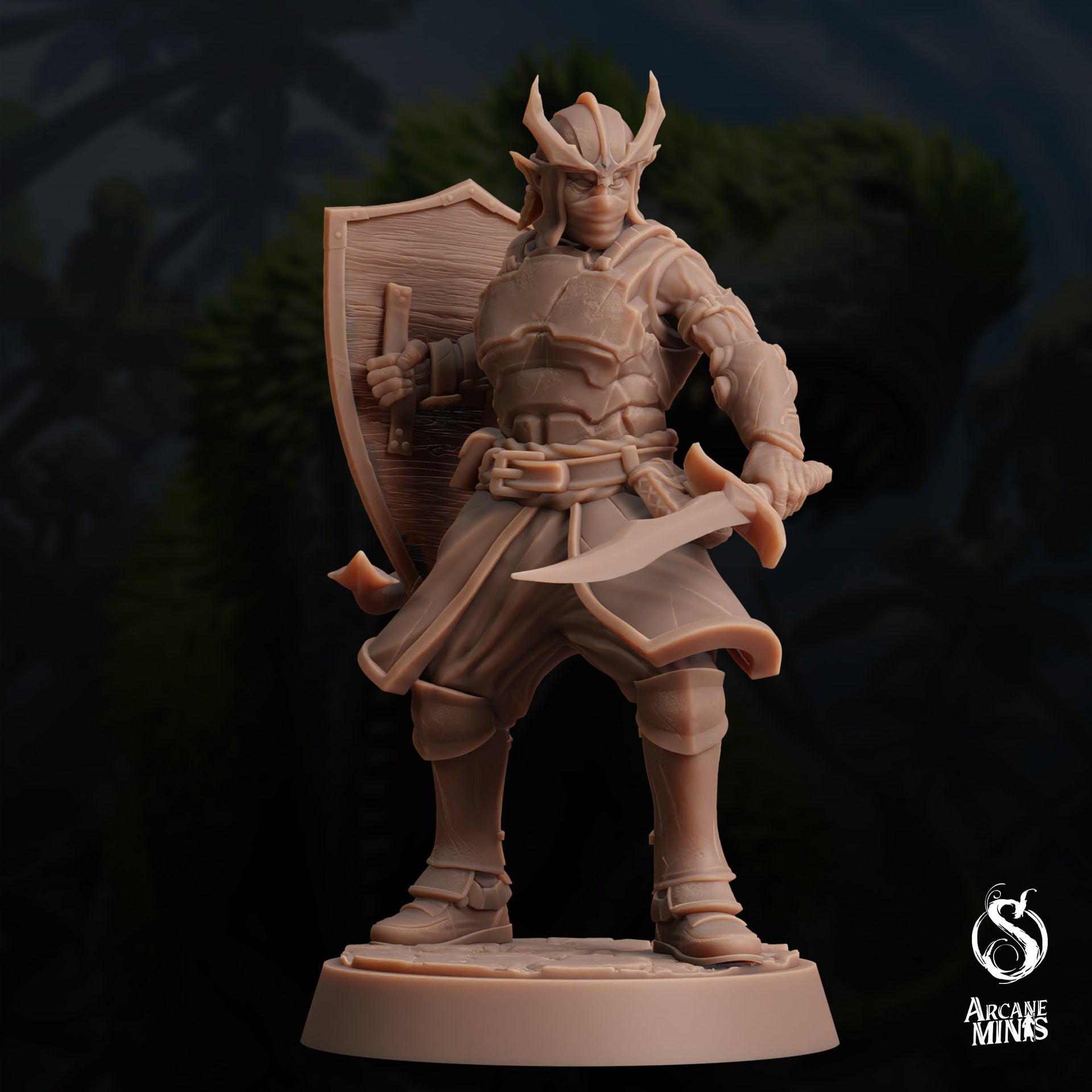 Tiefling Town Guard - Arcane Minis | 32mm | Dino Domination | Fighter | Knight | Soldier | Demonkin