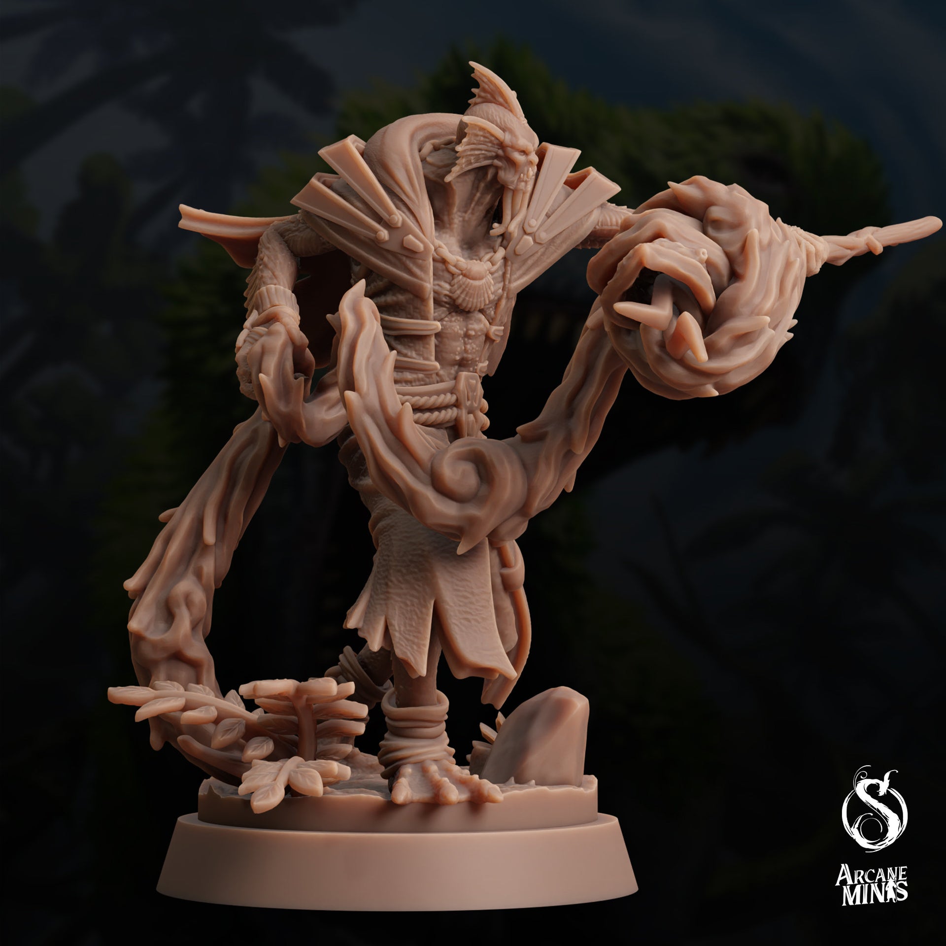 Sahuagin Warlock - Arcane Minis | 32mm | Dino Domination | Fishfolk | Sorcerer