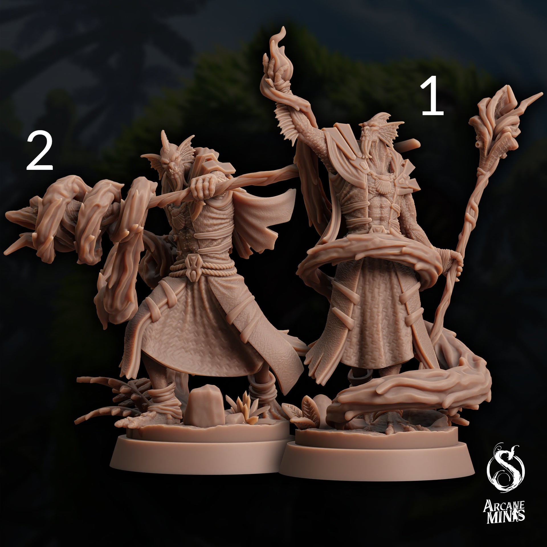 Sahuagin Warlock - Arcane Minis | 32mm | Dino Domination | Fishfolk | Sorcerer