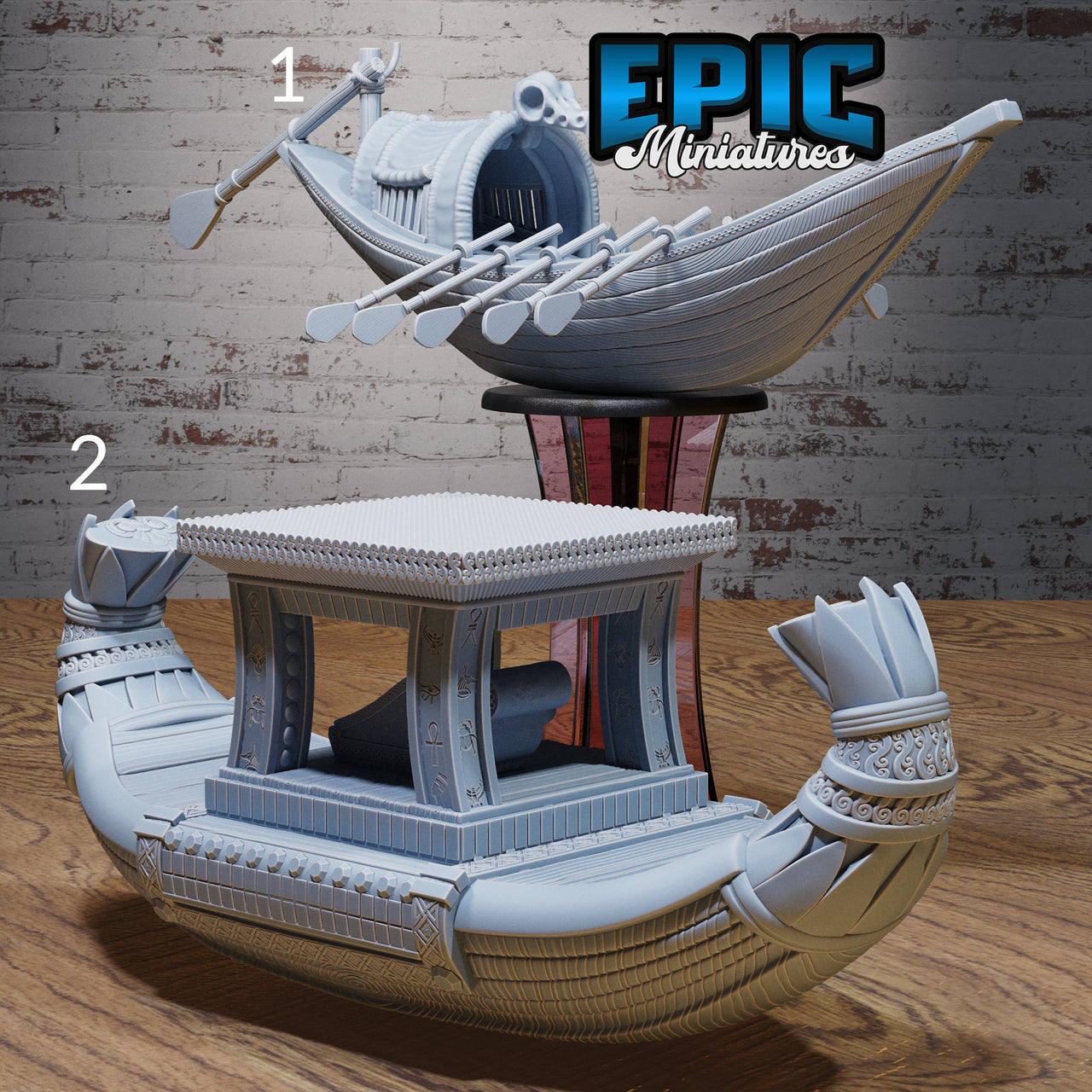 Egyptian River Boats - Epic Miniatures | Bone Desert | 28mm | 32mm | Ritual | Pharoah | Styx