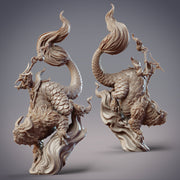 Feixian Monk RuYan and Sacred Beast FengYun - CobraMode | Miniature | Wargaming | Roleplaying Games | 32mm | 54mm | Crane | Dragon