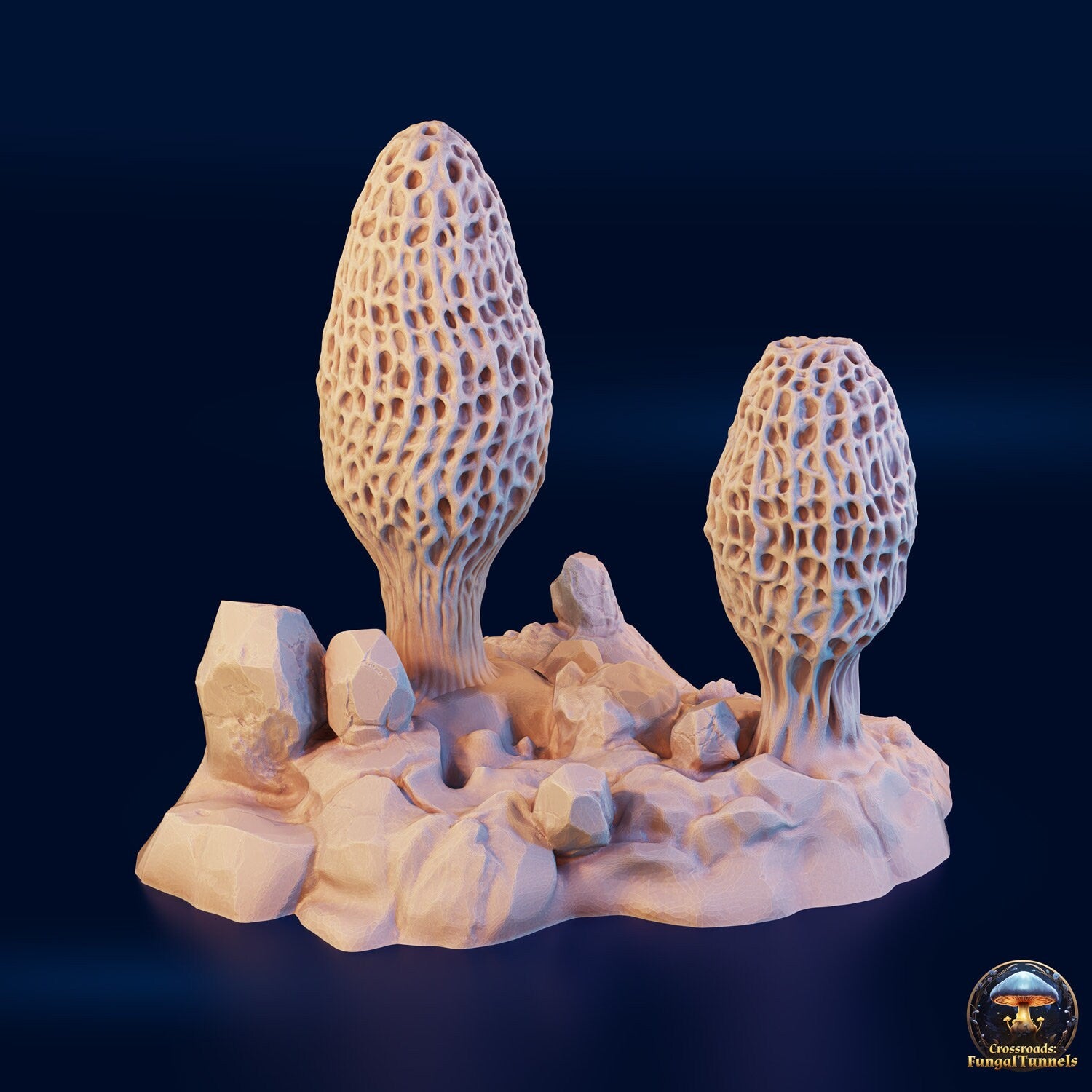 Giant Morel Mushroom Terrain - Fungal Tunnels by 3DHexes | Big Fungus Terrain for Roleplaying and Gaming | Shroom