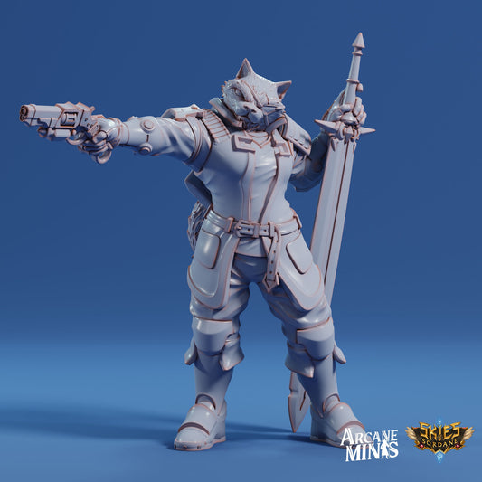 Kizaru Mercenary- Arcane Minis | 32mm | Catfolk | Bandit | Gunslinger | Pirate
